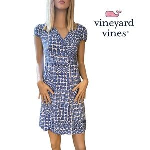 Vineyard Vines Dress 100% Rayon Belted Seashore Print Soft and Supple Fabric